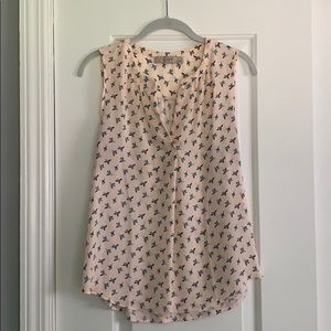 Pink Sleeveless Blouse + Periwinkle Blue Birds